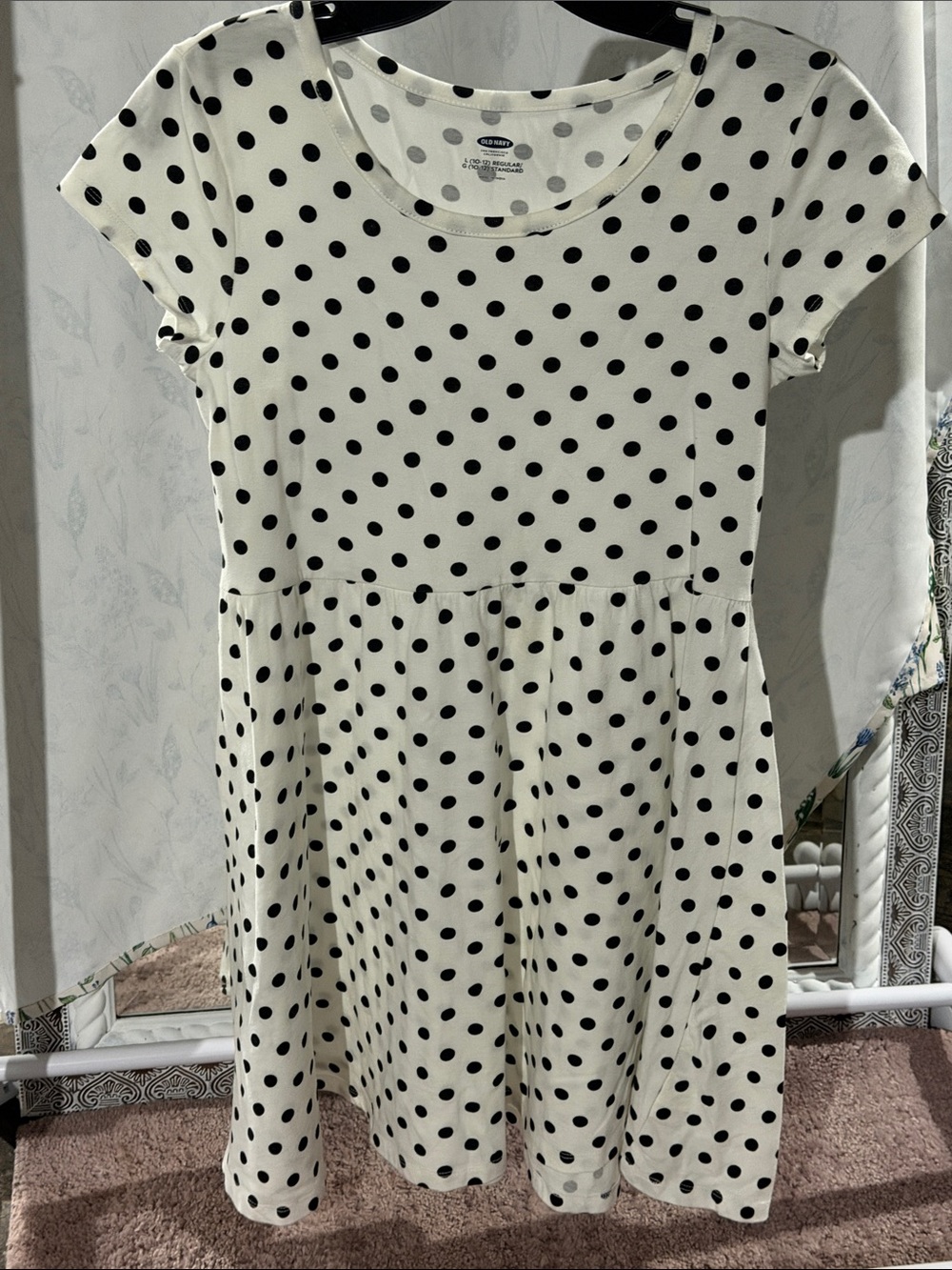 Old Navy White Dress with Black Polka Dots